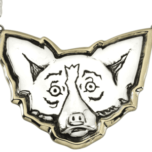Pendant: Large Head, Sterling Silver, Gold Aura