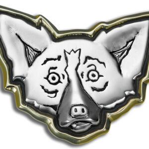 Pin: Large Head, Sterling Silver, Gold Aura