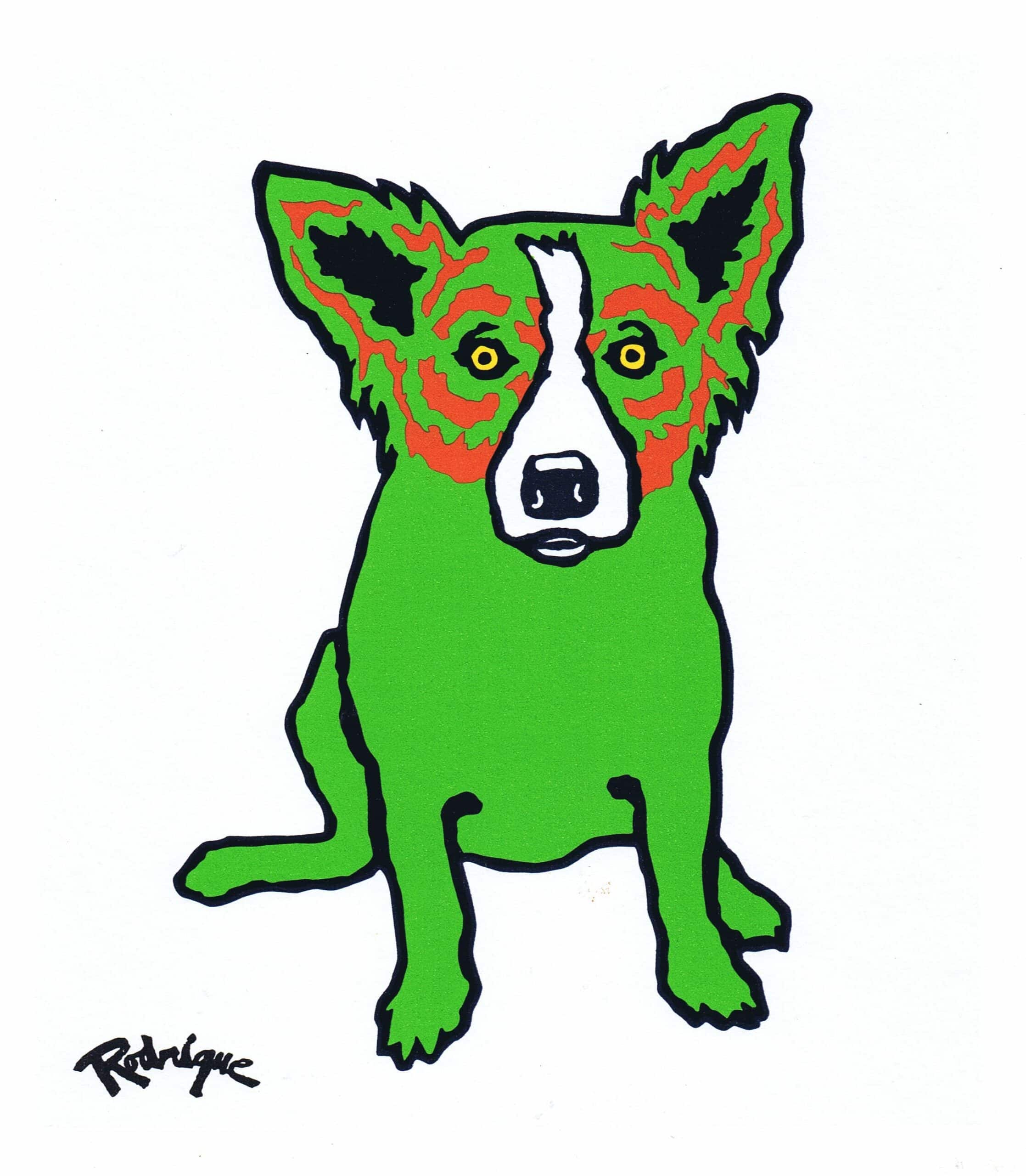 Untitled, P Series, Dog on White, Green/Red