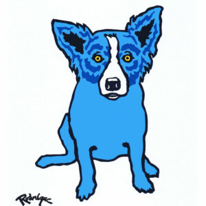 Untitled, P Series, Dog on White, Light Blue