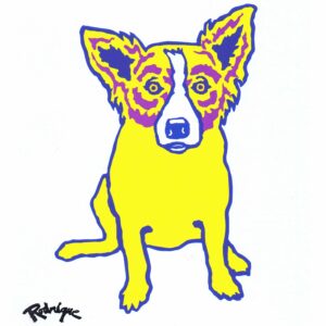 Untitled, P Series, Dog on White, Yellow/Purple